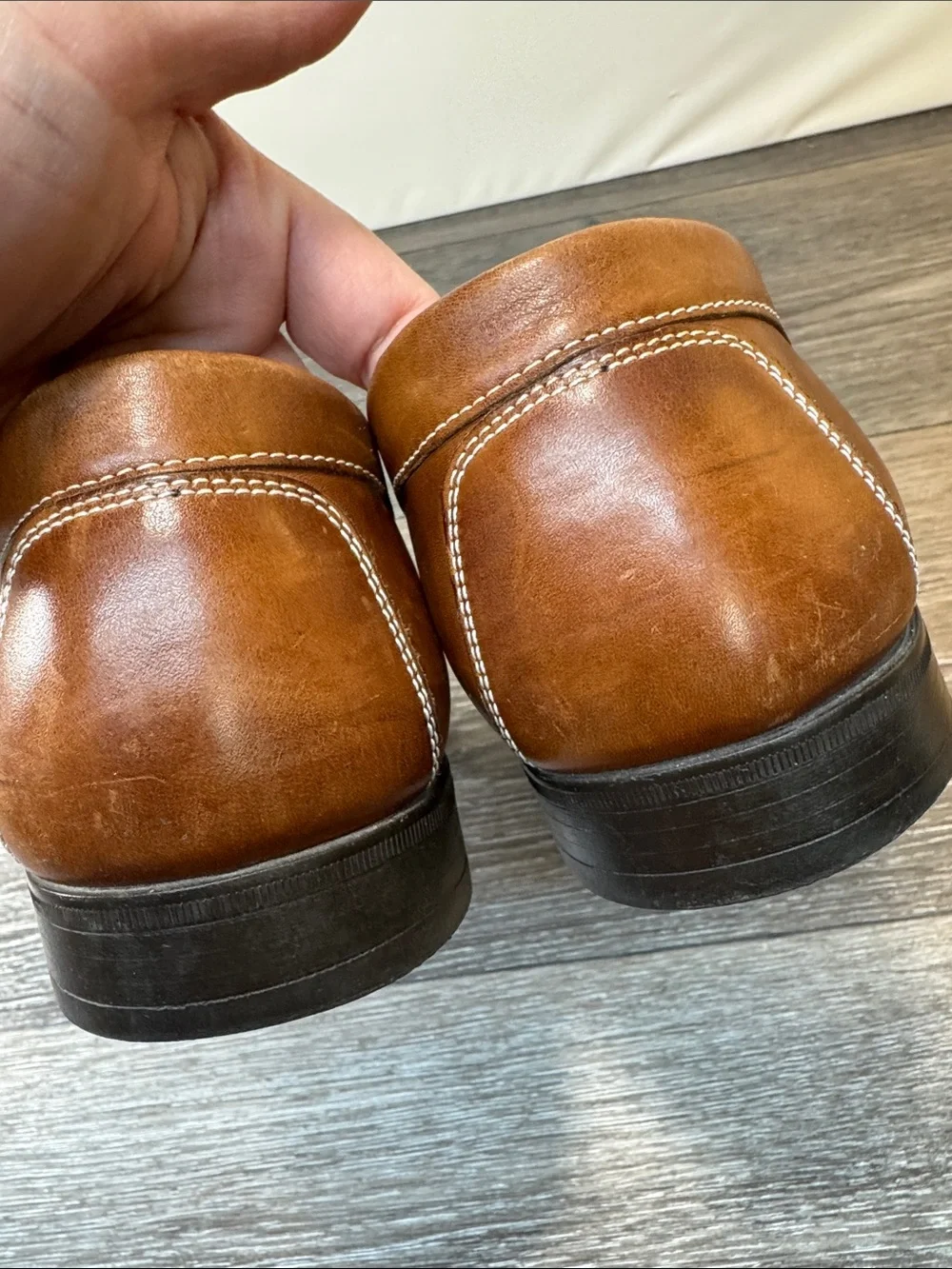 Johnston & Murphy Brown Woven Leather Slip-On Loafers men’s SZ 10.5 (j284)